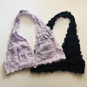 Black Lilac Galloon Lace Halter Bra Bundle Deal!